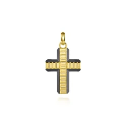 Discount Gabriel & Co. 14K Yellow Gold Titanium Cross Mens Pendant