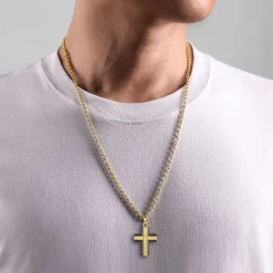 Discount Gabriel & Co. 14K Yellow Gold Titanium Cross Mens Pendant