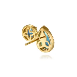 Online Gabriel & Co. 14K Yellow Gold Toi et Moi Blue Topaz and Diamond Halo Stud Earrings