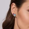 Sale Gabriel & Co. 14K Yellow Gold Toi et Moi Diamond Blue Topaz and Amethyst Stud Earrings