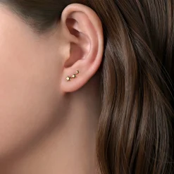 Discount Gabriel & Co. 14K Yellow Gold Triple Graduating Stars Curved Stud Earrings