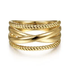 Gabriel & Co. 14K Yellow Gold Twisted and Plain Criss Cross Ring