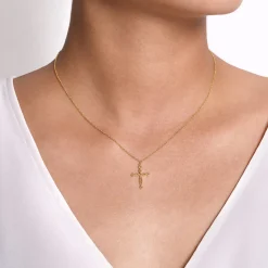 Hot Gabriel & Co. 14K Yellow Gold Twisted Cross Pendant Necklace