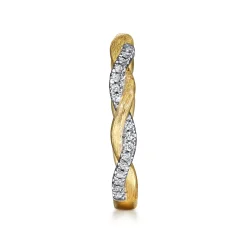Discount Gabriel & Co. 14K Yellow Gold Twisted Diamond Stackable Ring