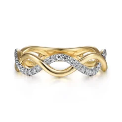 Hot Gabriel & Co. 14K Yellow Gold Twisted Diamond Stackable Ring