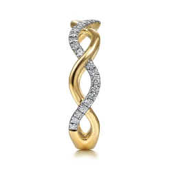 Hot Gabriel & Co. 14K Yellow Gold Twisted Diamond Stackable Ring