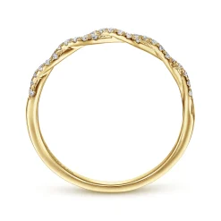Best Gabriel & Co. 14K Yellow Gold Twisted Diamond Stackable Ring