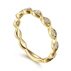 Outlet Gabriel & Co. 14K Yellow Gold Twisted Diamond Stackable Ring