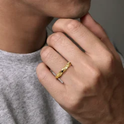 Outlet Gabriel & Co. 14K Yellow Gold Twisted Men's Ring