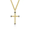Sale Gabriel & Co. 14K Yellow Gold Twisted Rope Cross Pendant with Black Diamonds