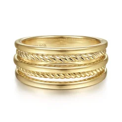 Discount Gabriel & Co. 14K Yellow Gold Twisted Rope Wide Ring Band
