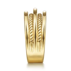 Discount Gabriel & Co. 14K Yellow Gold Twisted Rope Wide Ring Band