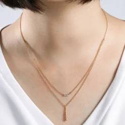 Outlet Gabriel & Co. 14K Yellow Gold Two Strand Diamond Bar and Bujukan Beaded Pendant Necklace