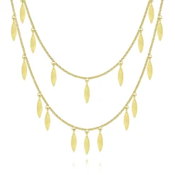 Discount Gabriel & Co. 14K Yellow Gold Two Strand Necklace with Marquise Shape Drops