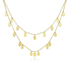Outlet Gabriel & Co. 14K Yellow Gold Two Strand Necklace with Oval Shape Drops