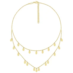 Outlet Gabriel & Co. 14K Yellow Gold Two Strand Necklace with Oval Shape Drops