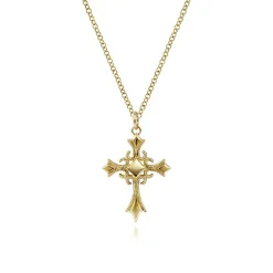 Clearance Gabriel & Co. 14K Yellow Gold Vintage Inspired Cross Pendant Necklace
