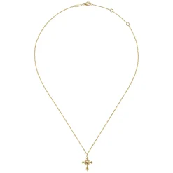 Clearance Gabriel & Co. 14K Yellow Gold Vintage Inspired Cross Pendant Necklace