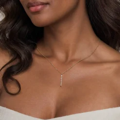 Online Gabriel & Co. 14K Yellow Gold White Sapphire Bar Necklace