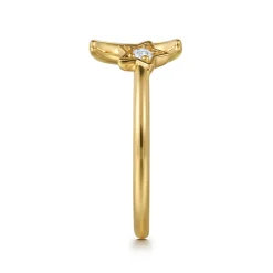 Gabriel & Co. 14K Yellow Gold White Sapphire Moon and Star Open Ladies Ring