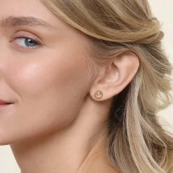 Gabriel & Co. 14K Yellow Gold White Sapphire Stud Earrings- Bujukan