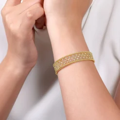 Discount Gabriel & Co. 14K Yellow Gold Wide Diamond Cage Cuff Bracelet