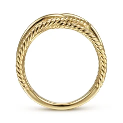 Sale Gabriel & Co. 14K Yellow Gold Wide Intersecting Twisted Rope Ring