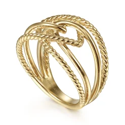 Sale Gabriel & Co. 14K Yellow Gold Wide Intersecting Twisted Rope Ring