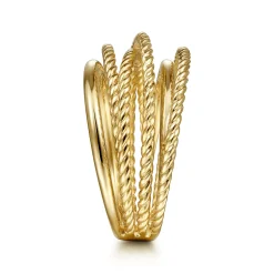 Hot Gabriel & Co. 14K Yellow Gold Wide Intersecting Twisted Rope Ring