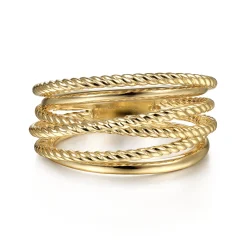 Hot Gabriel & Co. 14K Yellow Gold Wide Intersecting Twisted Rope Ring