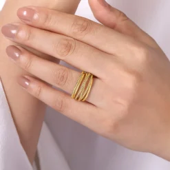 Hot Gabriel & Co. 14K Yellow Gold Wide Intersecting Twisted Rope Ring