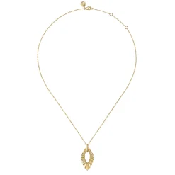 Clearance Gabriel & Co. 14K Yellow Plain Gold Augmented Marquise Shape Diamond Cut Pendant Necklace