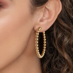 Outlet Gabriel & Co. 14K Yellow Plain Gold Bujukan Beads Classic Hoop Earrings