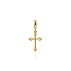 Online Gabriel & Co. 14K Yellow Plain Gold Bujukan Cross Charm Pendant With Detachable Bail
