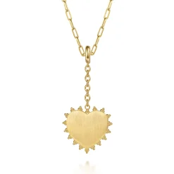 Clearance Gabriel & Co. 14K Yellow Plain Gold Bujukan Engravable Heart Medallion Pendant With Detachable Bail