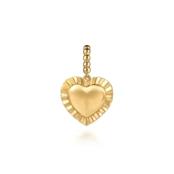 New Gabriel & Co. 14K Yellow Plain Gold Bujukan Heart Medallion Pendant With Detachable Bail