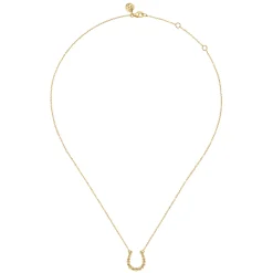 Hot Gabriel & Co. 14K Yellow Plain Gold Bujukan Horseshoe Pendant Necklace
