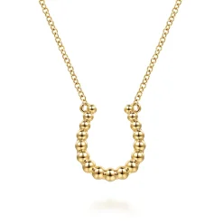 Hot Gabriel & Co. 14K Yellow Plain Gold Bujukan Horseshoe Pendant Necklace