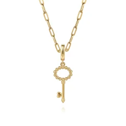 Clearance Gabriel & Co. 14K Yellow Plain Gold Bujukan Key Charm Pendant With Detachable Bail