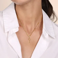 Clearance Gabriel & Co. 14K Yellow Plain Gold Bujukan Key Charm Pendant With Detachable Bail