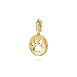 New Gabriel & Co. 14K Yellow Plain Gold Bujukan Paw Print Medallin Pendant With Detachable Bail