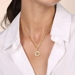 New Gabriel & Co. 14K Yellow Plain Gold Bujukan Paw Print Medallin Pendant With Detachable Bail