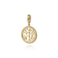 Discount Gabriel & Co. 14K Yellow Plain Gold Bujukan Tree of Life Medallion Pendant With Detachable Bail