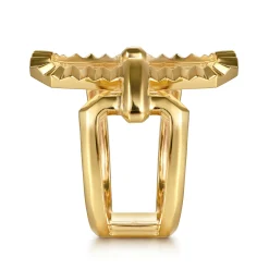 Online Gabriel & Co. 14K Yellow Plain Gold Diamond Cut Link Wide Band Ring