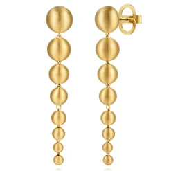 New Gabriel & Co. 14K Yellow Plain Gold Graduating Bujukan Beads Stud Drop Earrings