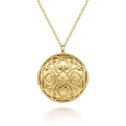 Discount Gabriel & Co. 14K Yellow Plain Gold Locket Pendant Necklace
