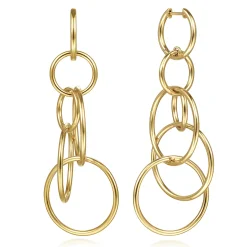 Gabriel & Co. 14K Yellow Plain Gold Multi Circles Huggie Drop Earrings