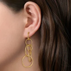 Gabriel & Co. 14K Yellow Plain Gold Multi Circles Huggie Drop Earrings