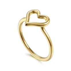 Hot Gabriel & Co. 14K Yellow Plain Gold Open Heart Ladies Ring