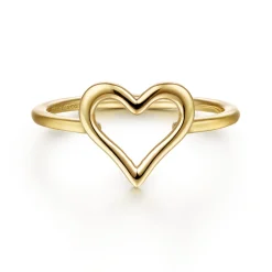 Hot Gabriel & Co. 14K Yellow Plain Gold Open Heart Ladies Ring